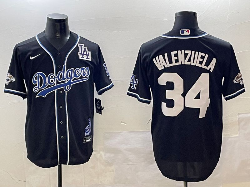 Men Los Angeles Dodgers #34 Valenzuela Black Fashion Game 2025 Nike MLB Jersey style 3064